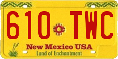 NM license plate 610TWC