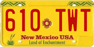 NM license plate 610TWT