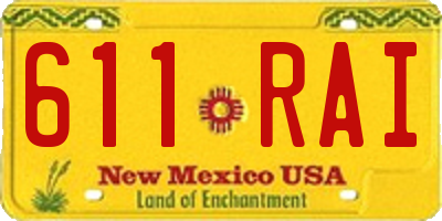 NM license plate 611RAI