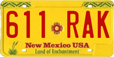 NM license plate 611RAK