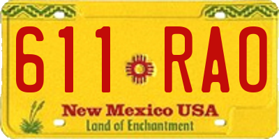 NM license plate 611RAO