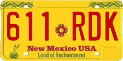 NM license plate 611RDK