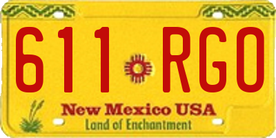NM license plate 611RGO
