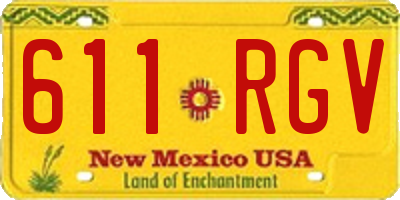 NM license plate 611RGV