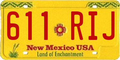 NM license plate 611RIJ