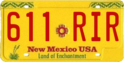 NM license plate 611RIR