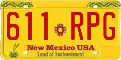 NM license plate 611RPG