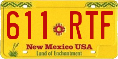 NM license plate 611RTF