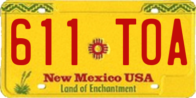 NM license plate 611TOA