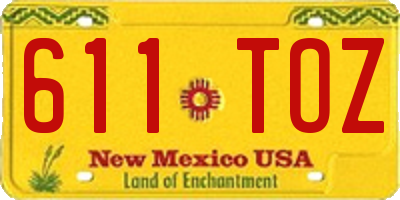 NM license plate 611TOZ