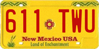 NM license plate 611TWU