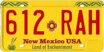 NM license plate 612RAH