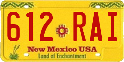 NM license plate 612RAI