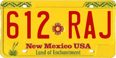 NM license plate 612RAJ