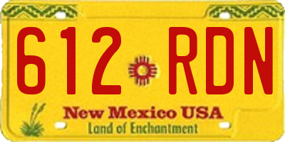 NM license plate 612RDN