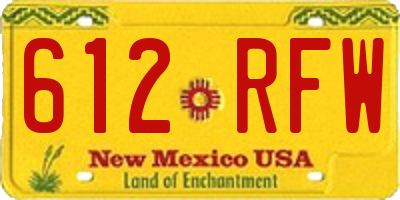 NM license plate 612RFW