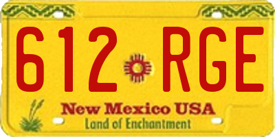 NM license plate 612RGE