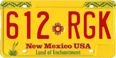 NM license plate 612RGK