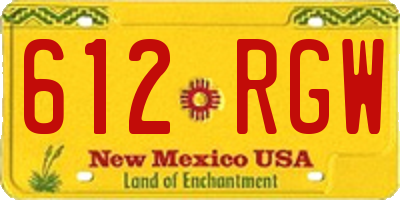 NM license plate 612RGW