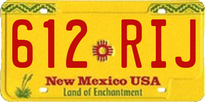 NM license plate 612RIJ