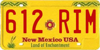 NM license plate 612RIM