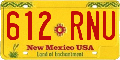NM license plate 612RNU