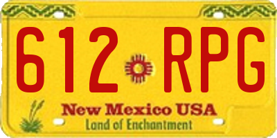 NM license plate 612RPG
