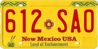 NM license plate 612SAO