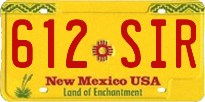 NM license plate 612SIR