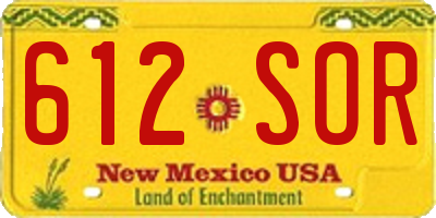 NM license plate 612SOR
