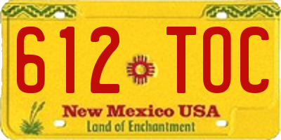 NM license plate 612TOC