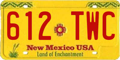 NM license plate 612TWC