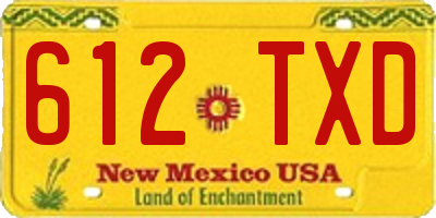 NM license plate 612TXD