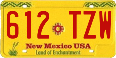 NM license plate 612TZW