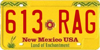 NM license plate 613RAG