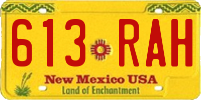 NM license plate 613RAH