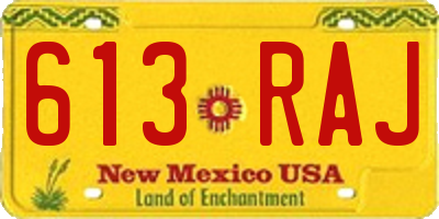 NM license plate 613RAJ