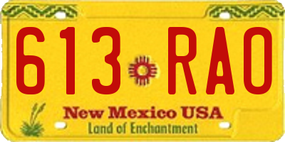 NM license plate 613RAO