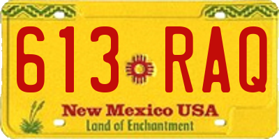 NM license plate 613RAQ