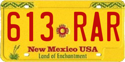 NM license plate 613RAR