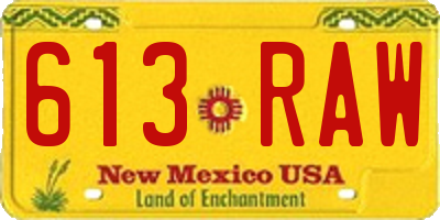 NM license plate 613RAW