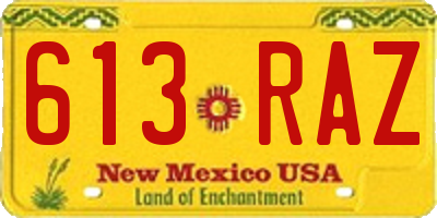 NM license plate 613RAZ