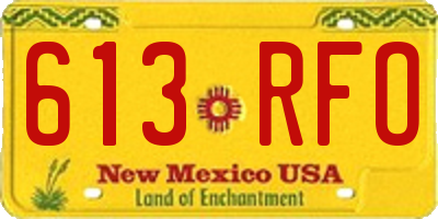 NM license plate 613RFO