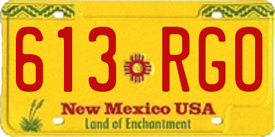 NM license plate 613RGO