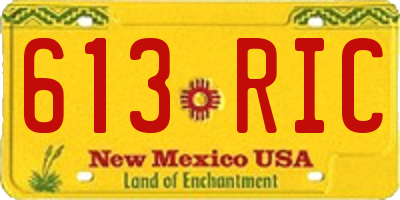 NM license plate 613RIC