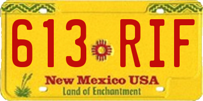 NM license plate 613RIF