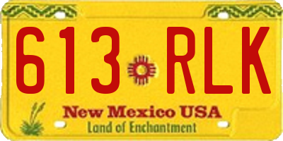 NM license plate 613RLK