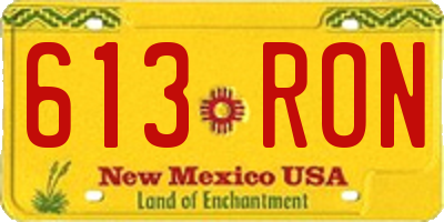 NM license plate 613RON