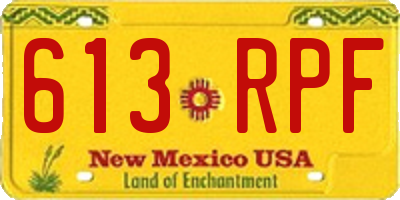 NM license plate 613RPF