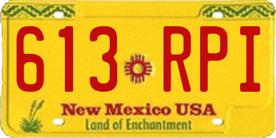 NM license plate 613RPI